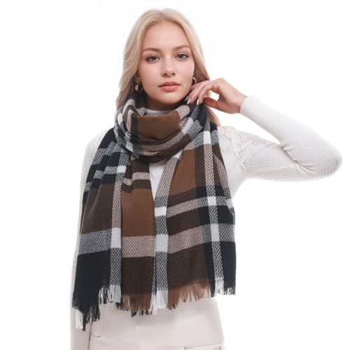 PIOYMEYA Kariert Schal Damen Herbst Winter Kuschelig Pashmina Schals Tücher für Damen von PIOYMEYA