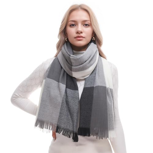 PIOYMEYA Kariert Schal Damen Herbst Winter Kuschelig Pashmina Schals Tücher für Damen von PIOYMEYA