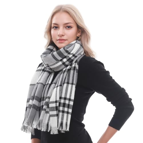 PIOYMEYA Kariert Schal Damen Herbst Winter Kuschelig Pashmina Schals Tücher für Damen von PIOYMEYA
