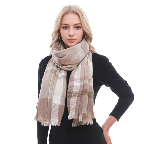 PIOYMEYA Kariert Schal Damen Herbst Winter Kuschelig Pashmina Schals Tücher für Damen von PIOYMEYA