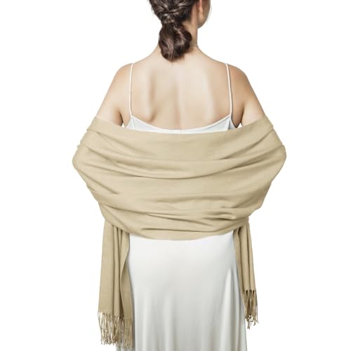 Schal Beige Stola Damen Festlich für Abendkleid Pashmina Schals Tücher Winter von PIOYMEYA