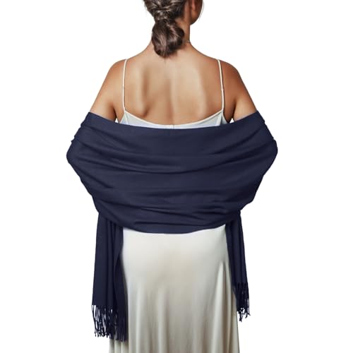 Schal Navy Blau Stola Damen Festlich für Abendkleid Pashmina Schals Tücher Winter von PIOYMEYA