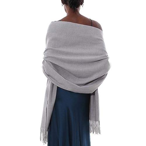 Schal Hellgrau Stola Festlich Fur Abendkleid Pashmina Schals Tücher für Damen Winter von PIOYMEYA
