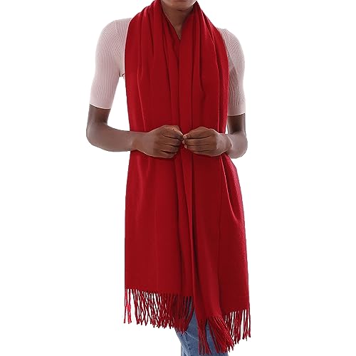 PIOYMEYA Schal Rot Stola Festlich Fur Abendkleid Pashmina Schals Tücher für Damen Winter von PIOYMEYA