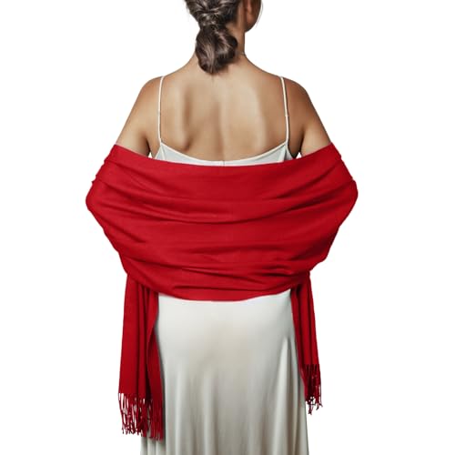 Schal Rot Stola Damen Festlich für Abendkleid Pashmina Schals Tücher Winter von PIOYMEYA