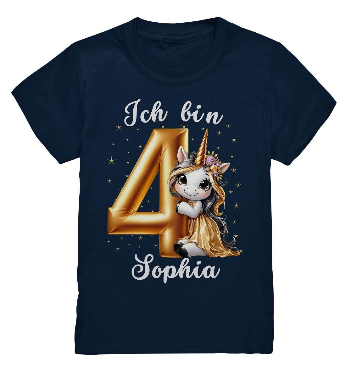 4. Geburtstag Mädchen T-Shirt, Ich Bin 4 Einhorn Shirt, Personalisiert Mit Name von PIPAPOlifestyle
