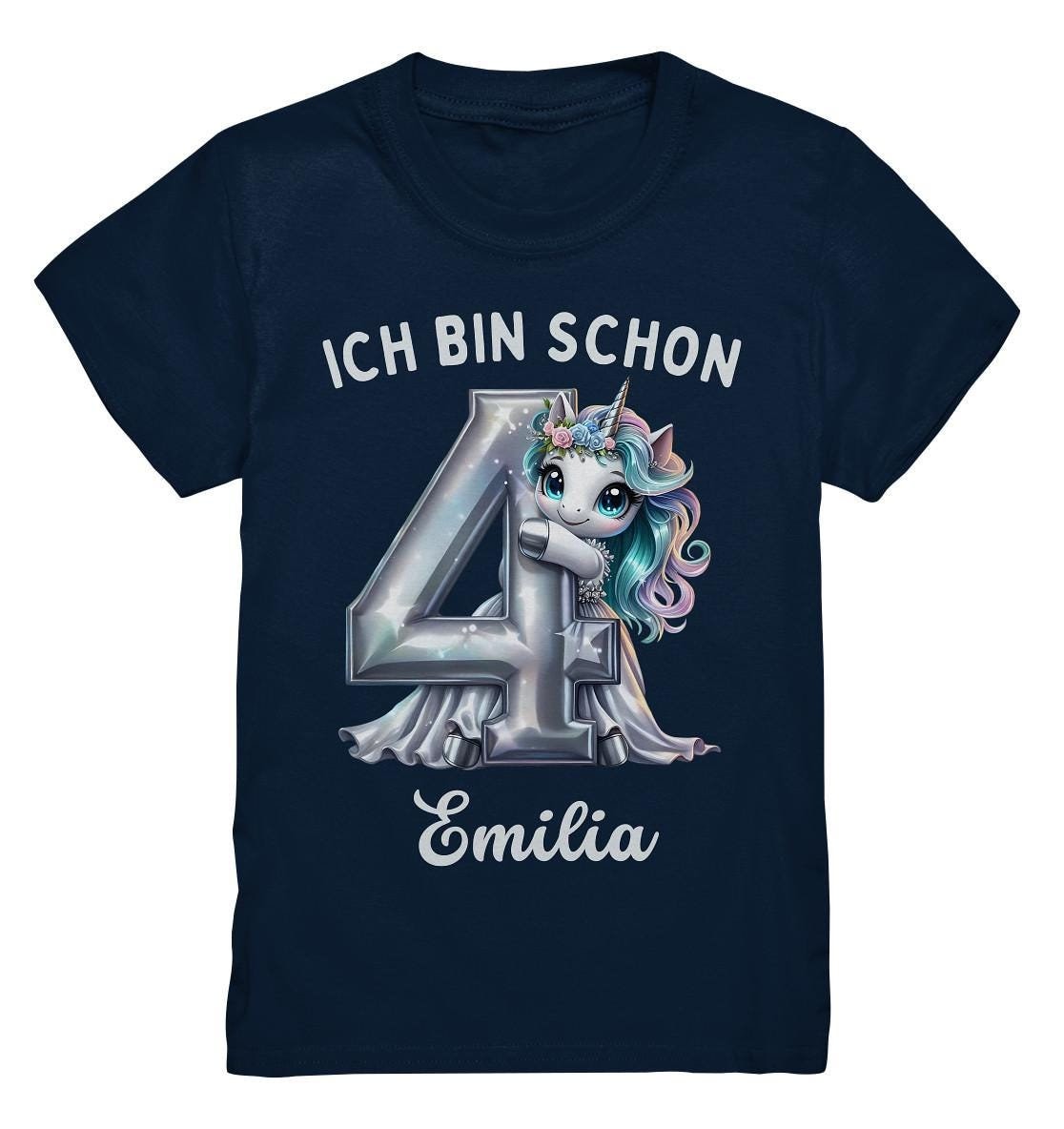 4. Geburtstag Mädchen T-Shirt, Ich Bin Schon 4, Einhorn Shirt, Personalisiert Mit Name von PIPAPOlifestyle