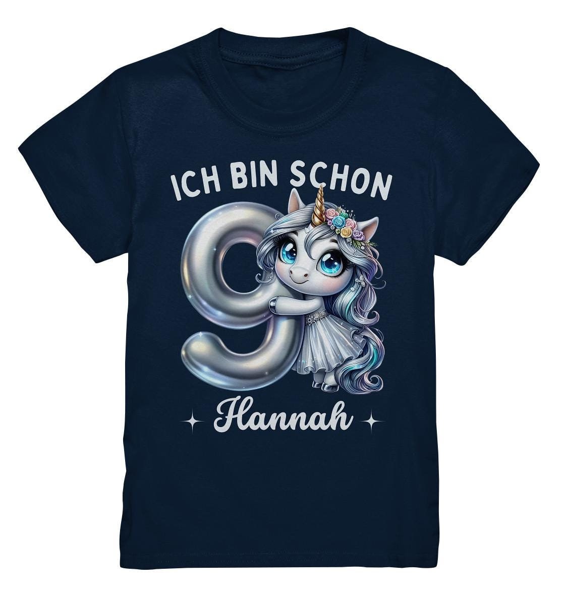 9. Geburtstag Mädchen T-Shirt, Ich Bin Schon 9 Einhorn Shirt, Personalisiert Mit Name von PIPAPOlifestyle