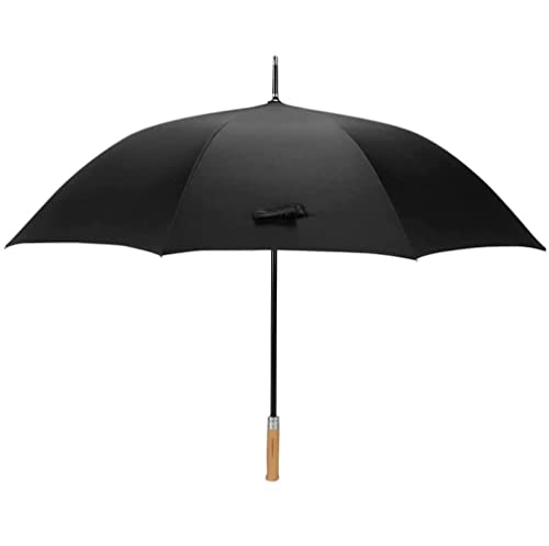 PIPONS Regenschirme für Regen Golf Regenschirm Windproof Großer Stabsschirm Mit Masser Holzgriff Einfache Tragbare Baldachinlüftungsschirm Reise Regenschirm (Color : Siyah, Size : 95cm) von PIPONS