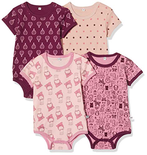 PIPPI Baby - Mädchen Body SS AO-printed (4-pack) Formender Body, Purple, 50 von PIPPI