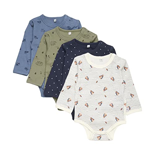 PIPPI Unisex Baby Body LS AO-printed (4-pack) Formender Body, Khaki, 68 von PIPPI