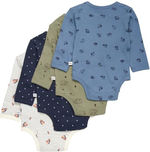 PIPPI Unisex Baby Body LS AO-printed (4-pack) Formender Body, Khaki, 74 von PIPPI