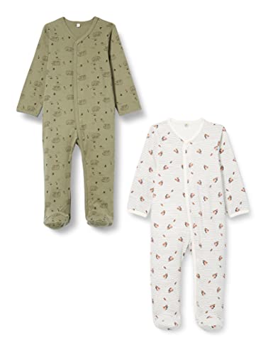 PIPPI Unisex Baby Nightsuit W/F -Buttons 2-Pack Pajamas, Khaki, 104 EU von PIPPI