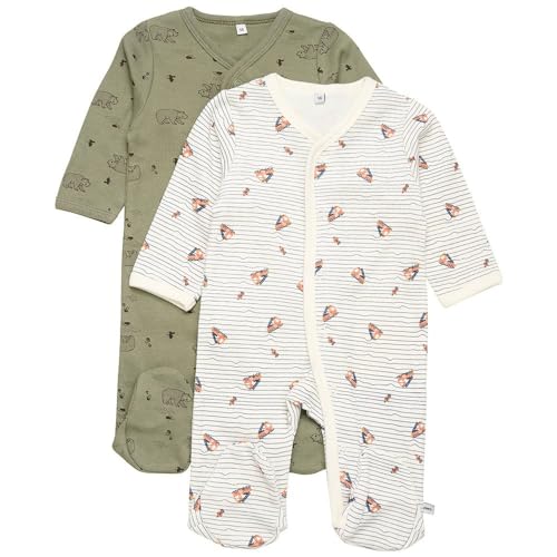 PIPPI Unisex Baby Nightsuit w/f-Buttons 2-Pack Pajama Set, Deep Lichen Green, 56 von PIPPI