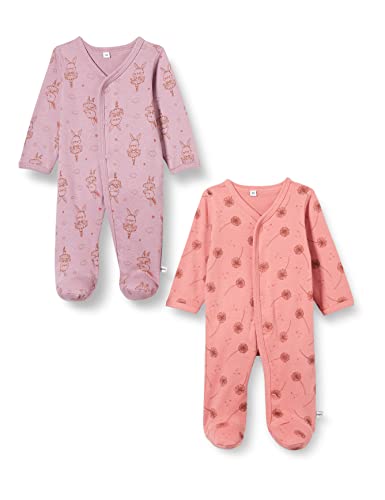 PIPPI Unisex Baby Nightsuit w/f-Buttons 2-Pack Pajama Set, Dusty Rose, 74 von PIPPI