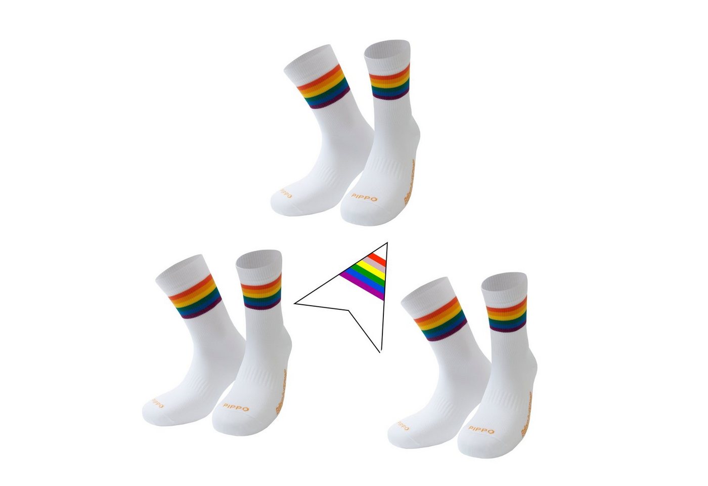 PIPPO Amsterdam Sportsocken Bündel Rennrad und Laufsocken Damen & Herren (3 Paar) Mittelfuß Kompression von PIPPO Amsterdam