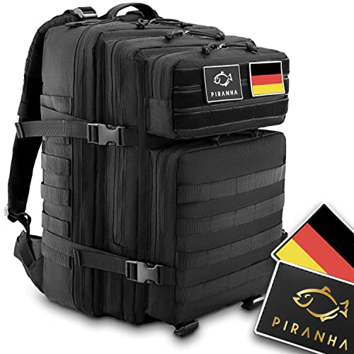 PIRANHA Outdoor Reise Rucksack 45L I Taktischer Backpack für Herren, Damen I US Cooper I Army Militär I Travel, Arbeit, Bushcraft I Tolles Geschenk von PIRANHA