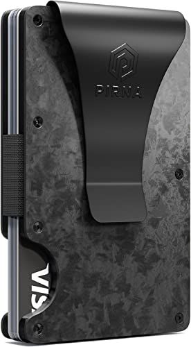 PIRNA Karbonfaser Slim Wallet mit RFID-Blockierung | Herren Geldbörse | Card Holder | Mini Geldbörse | Kreditkartenetui | Karbon Schwarz von PIRNA