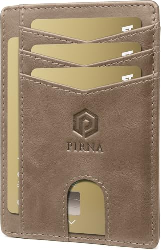 PIRNA Mini Geldbörse aus Leder mit RFID Schutz - Slim Wallet für Herren & Damen - Kreditkartenetui Geldbeutel klein Portmonee Portemonnaie - Französisch Beige von PIRNA