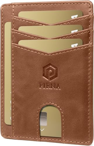 PIRNA Mini Geldbörse aus Leder mit RFID Schutz - Slim Wallet für Herren & Damen - Kreditkartenetui Geldbeutel klein Portmonee Portemonnaie - Kaffeebraun von PIRNA