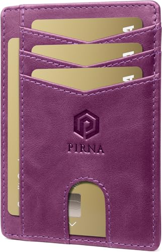 PIRNA Mini Geldbörse aus Leder mit RFID Schutz - Slim Wallet für Herren & Damen - Kreditkartenetui Geldbeutel klein Portmonee Portemonnaie - Lila von PIRNA