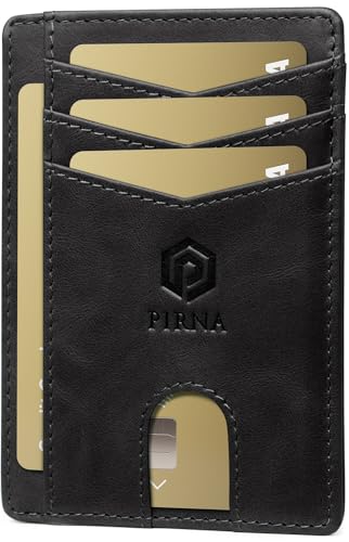 Schlanke Ledergeldbörse für Herren, RFID-blockierend, minimalistisches Kreditkartenetui, dünnes Design mit kleinem Geldfach & Geschenkbox, perfekt für Männer in Großbritannien, Premium Slim Wallets von PIRNA