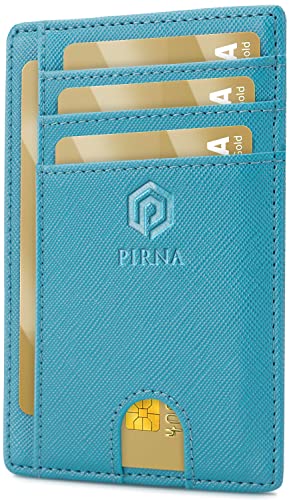 PIRNA Slim Wallet Kreditkartenetui für Herren und Damen – Geldbörse Herren klein mit RFID Schutz – Mini Portemonnaie für Männer inklusive Portmonee und Geschenkbox – Blauer Ozean von PIRNA