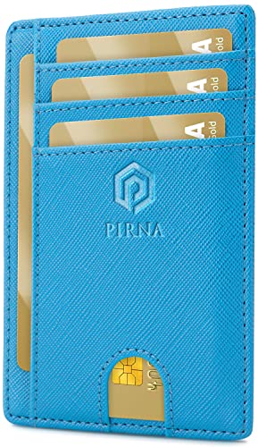 Slim Wallet Kreditkartenetui für Herren und Damen – Geldbörse Herren klein mit RFID Schutz – Mini Portemonnaie für Männer inklusive Portmonee und Geschenkbox – Himmelblau von PIRNA