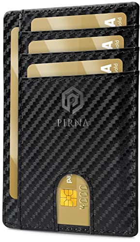 PIRNA Slim Wallet Kreditkartenetui für Herren und Damen – Geldbörse Herren klein mit RFID Schutz – Mini Portemonnaie für Männer inklusive Portmonee und Geschenkbox – Carbon Fiber von PIRNA