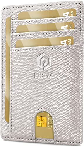 PIRNA Slim Wallet Kreditkartenetui für Herren und Damen – Geldbörse Herren klein mit RFID Schutz – Mini Portemonnaie für Männer inklusive Portmonee und Geschenkbox – Weiß von PIRNA