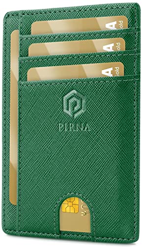 PIRNA Slim Wallet Kreditkartenetui für Herren und Damen – Geldbörse Herren klein mit RFID Schutz – Mini Portemonnaie für Männer inklusive Portmonee und Geschenkbox – Grün von PIRNA