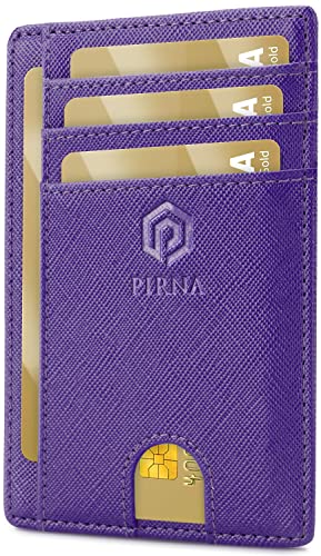 PIRNA Slim Wallet Kreditkartenetui für Herren und Damen – Geldbörse Herren klein mit RFID Schutz – Mini Portemonnaie für Männer inklusive Portmonee und Geschenkbox – Königliches Lila von PIRNA