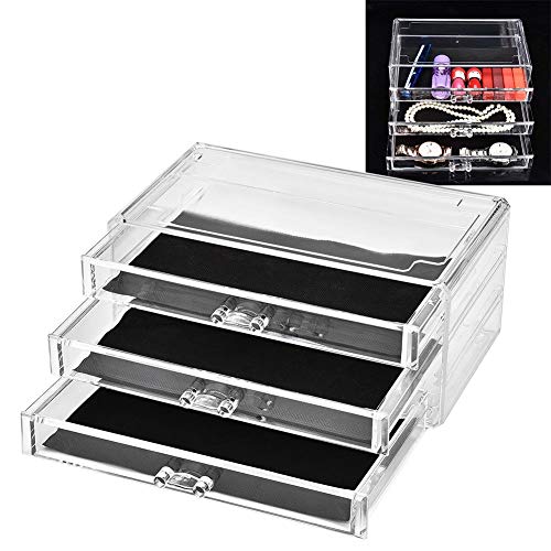 Transparente Make up Schublade, Stapelbarer Schubladenbox, Acryl Kosmetik Make up Schmuck Organizer Schmuckschatulle mit 3 Schubladen für Frauen verwenden von Zetiling