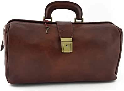 VICTOR LINE SRL Medizintasche / Doktor Unisex aus echtem Leder 100% Farbe Braun - Made in Italy - Handwerker Toscane von VICTOR LINE SRL