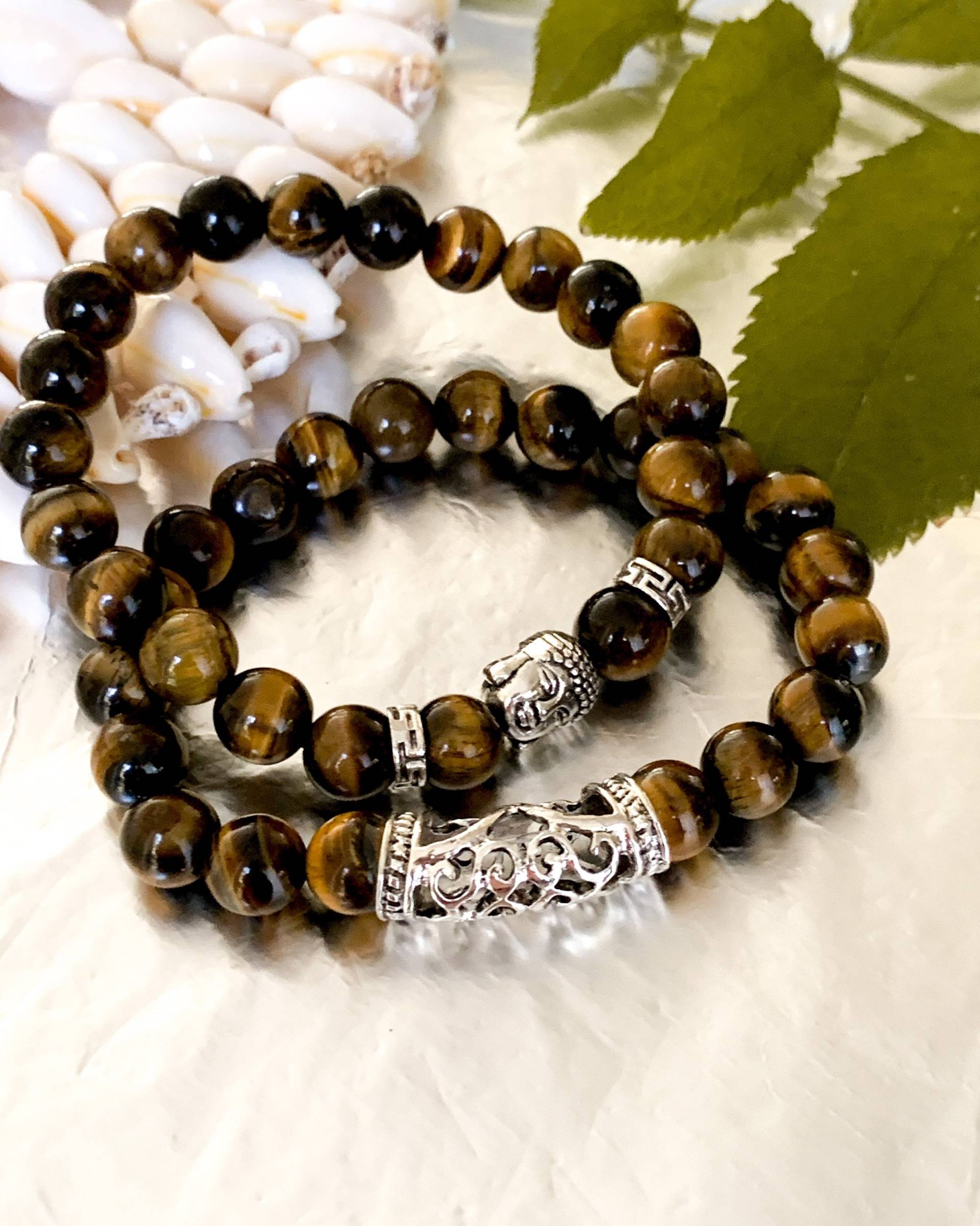 Armband Set | Energie Armbänder 2-Teilig Yoga Buddha Schmuck Perlenarmband Kopf Perlen Dunkel von PIRONwear