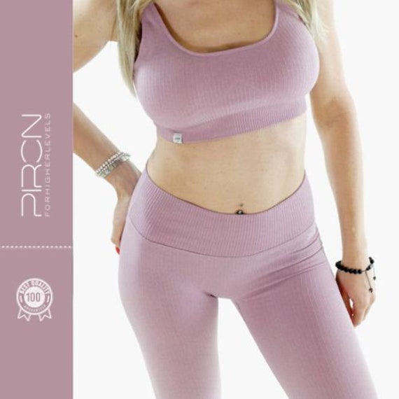 Sport Set | Leggings + Bh Rosa Fitness Outfit Yoga Kleidung Absolut Blickdicht von PIRONwear