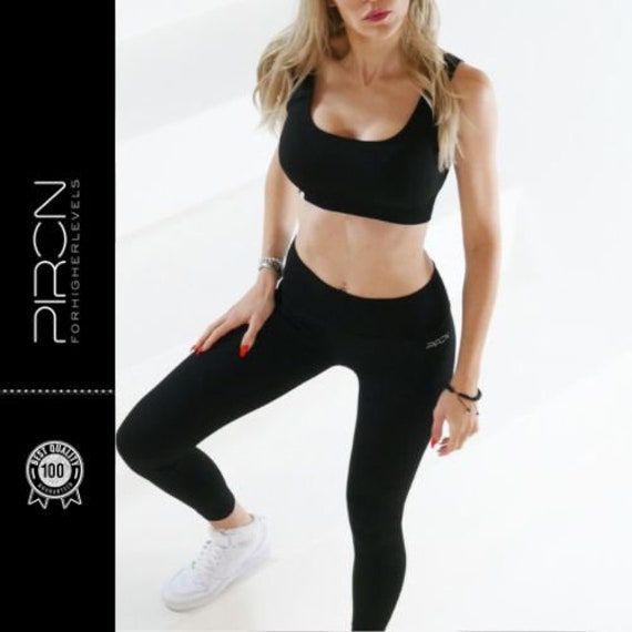 Sport Set | Leggings + Bh Schwarz Fitness Outfit Yoga Kleidung Absolut Blickdicht von PIRONwear