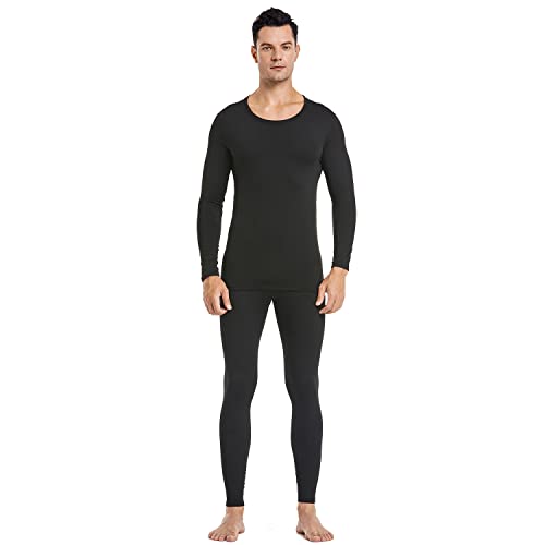 PISIQI Thermounterwäsche Herren Innenfleece Set Funktionsunterwäsche Skiunterwäsche Winter Thermowäsche Set Weich Warme Flexibel Herren Oberteil & Unterteil Thermounterhose für Männer von PISIQI