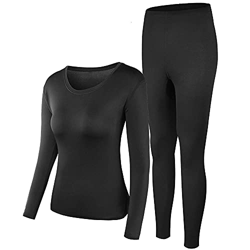 PISIQI Thermounterwäsche Damen Innenfleece Set Funktionsunterwäsche Skiunterwäsche Winter Thermowäsche Set Weich Warme Flexibel Damen Oberteil & Unterteil Thermounterhose für zu Hause Wintersport von PISIQI