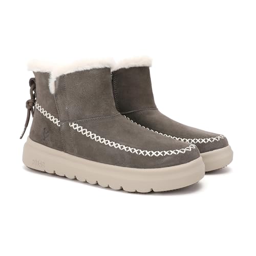 PITAS | DALE | Freizeitstiefel für Damen | Spaltleder | Stadtstiefel mit niedrigem Schaft | Anziehstiefel | flache Stiefeletten | Winterstiefel | Walkin-Schuhe pitas, Turteltaube, 36 EU von PITAS