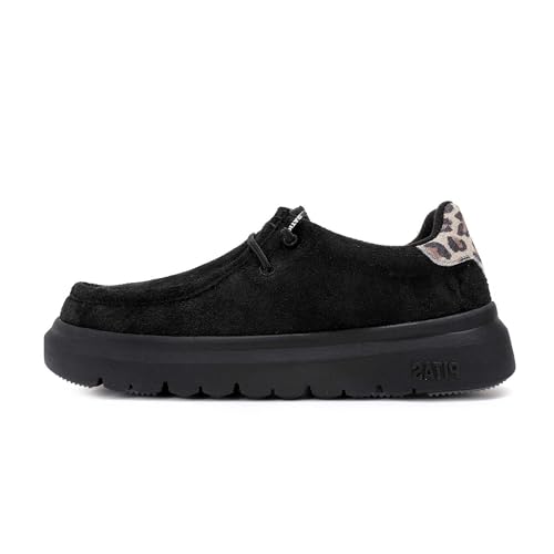 PITAS Lyon Damen-Mokassins | Bootsschuhe für den Winter | Schuhe ohne Schnürsenkel | Freizeitschuhe | Freizeitschuhe | Walkin-Schuhe pitas, Schwarz , 40 EU von PITAS