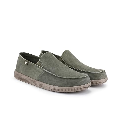 PITAS | WP150 Slip ON Washed | Herren Mokassins | Flache Slipper für Männer | Slip on Loafer | Sneakers | Schlupfschuhe | Freizeitschuhe | Walkinpitas Schuhe | Kaki 42 von PITAS