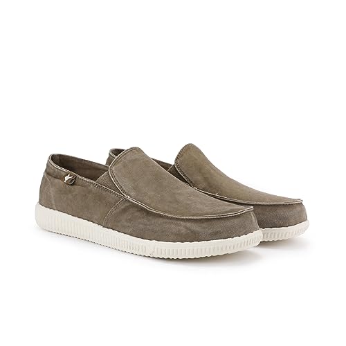 PITAS | WP150 Slip ON Washed | Herren Mokassins | Flache Slipper für Männer | Slip on Loafer | Sneakers | Schlupfschuhe | Freizeitschuhe | Walkinpitas Schuhe | Taupe 46 von PITAS