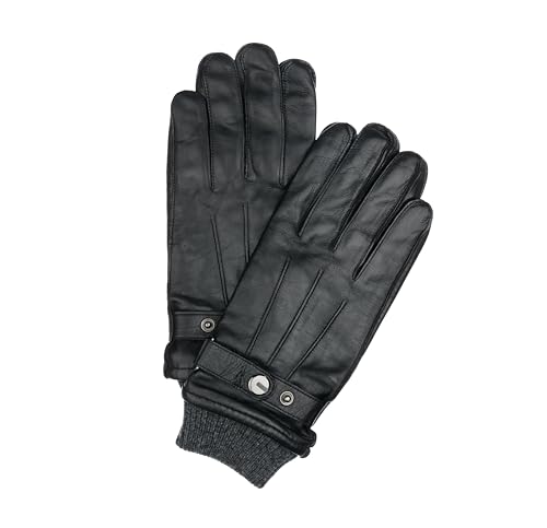 PITAS Winterhandschuhe Herren | Echte Lederhandschuhe Herren mit 100% Wollfutter und Strickbündchen | Schwarze Handschuhe im Klassischen Stil | iTouch-Technologie (Schwarz, XL) von PITAS