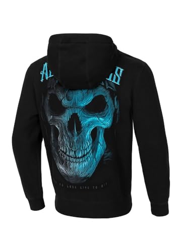 PITBULL Herren Kapuzenpullover Kapuzenpulli Männer Sweatshirts mit Kapuze Blue Skull Pullover Kapuzenjacke Bedrucktes Hoody Pulli L von PITBULL