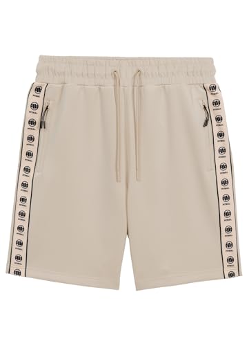 PITBULL Herren Shorts Oldschool Powers Retro Sporthose Polyester mit Jacquard-Seitenstreifen, Reißverschlusstaschen, Regular Fit Trainingshose, Kurzhose, von PITBULL