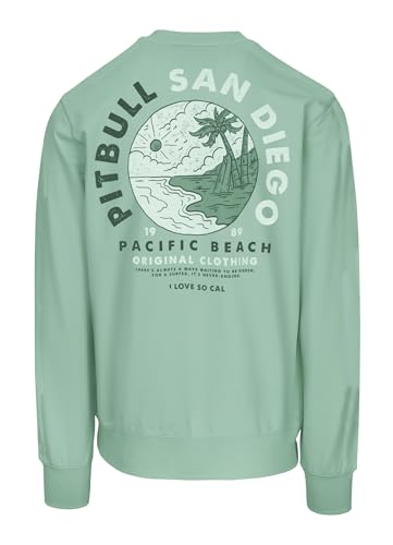 PITBULL Herren Sweatshirt Planet SURF Tricot Terry Pullover 280g, atmungsaktiv, Rückenprint Pacific Beach, elastisch, Freizeit & Streetwear Sweatshirts von PITBULL