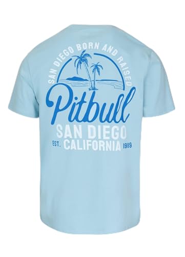 PITBULL Herren T-Shirt Regular Fit SAN Diego Born – Baumwollshirt 170g, großer Rückenprint mit Palmen, Rundhals, Sommer Streetwear Look von PITBULL