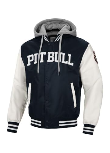 PITBULL Herren Übergangsjacke im College-Bomber-Stil mit Kapuze Bomberjacke College Pit Bull West Coast Falcon Ridge Bomber Jacke Männer Frühlingsjacke Activewear L von PITBULL