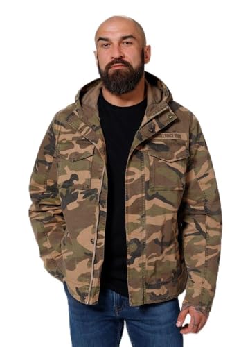 PITBULL Herren Übergangsjacke mit Kapuze Baumwoll Herrenjacke für den Übergang mit Kapuze Fallon Frühlingsjacke Baumwolle Trainingsjacke Work Jacket Stil Military-Schnitt XL von PITBULL